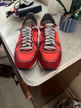 Golden Goose Red Athletic Sneakers with Gray Laces